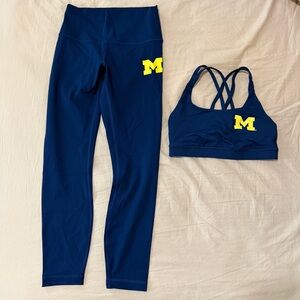 LULULEMON X MICHIGAN Set True Navy Align Leggings and Energy Bra 6